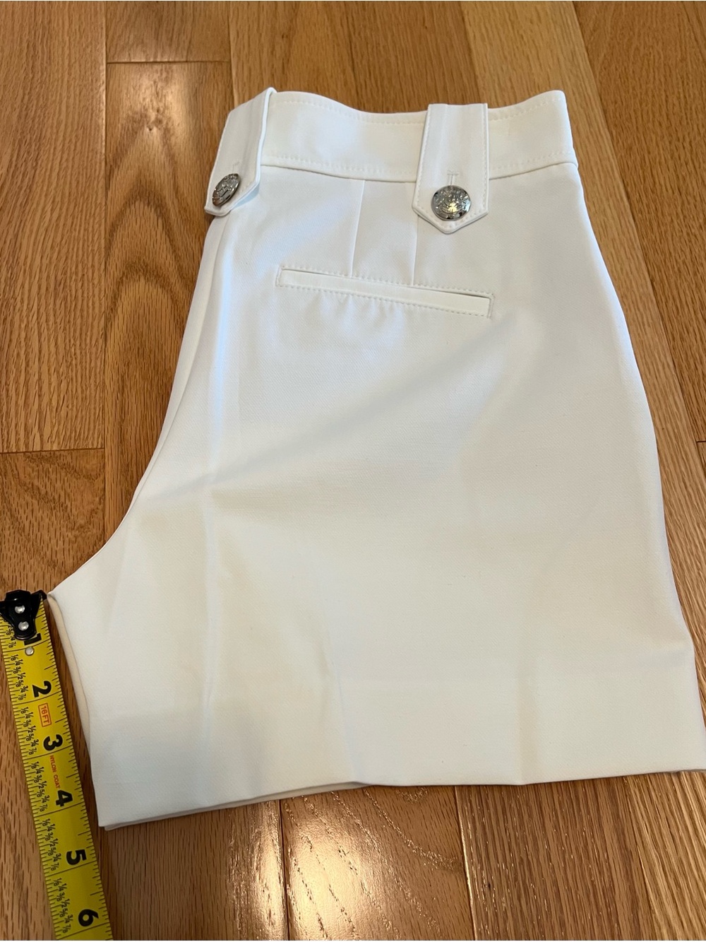 White House Black Market Cream High-Rise Button-Trim Shorts - Picture 7 of 7